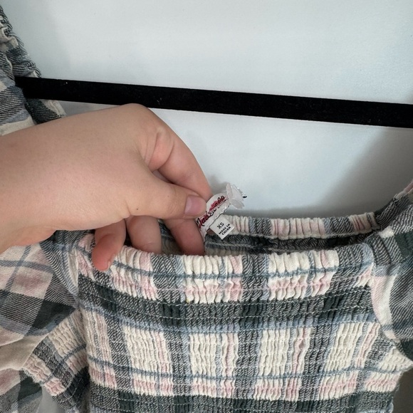 MadeWell Plaid Cinched Bust Long Sleeve Mini Dress - Picture 4 of 4